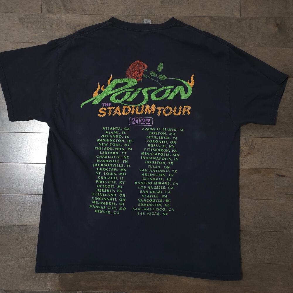 Poison Stadium Tour 2022 T Shirt Black Graphic Band Tee Adult Large - Picture 9 of 9
